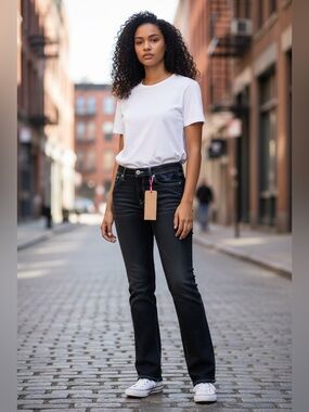 ROBIN’S JEAN Long Flap Slim Boot Jeans Flap Pockets Dark Wash Size 31 NWT NEW